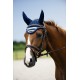 Čabraka na uši koně jako ozdoba i ochrana proti mouchám proužkovaná v tmavě modré/modré  barvě a velikosti full